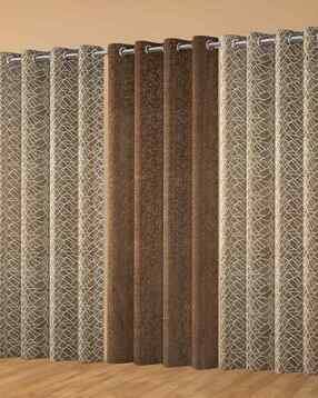 yukany Pack of 3 Geometric Print Window Curtain with Eyelets Header - 121.92 cm x 152.4 cm-picture-22