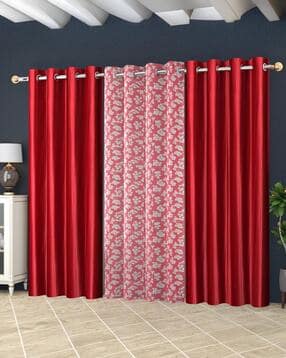 yukany Pack of 3 Floral Print Door Curtain - 121.92 cm x 274.32 cm-picture-14