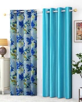 yukany Pack of 2 Floral Print Window Curtain Eyelets Header  - 121.92 cm x 152.4 cm-picture-41