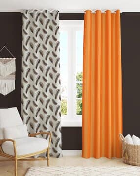 yukany Set of 2 Leaf Print Door Curtains with Eyelets-picture-21