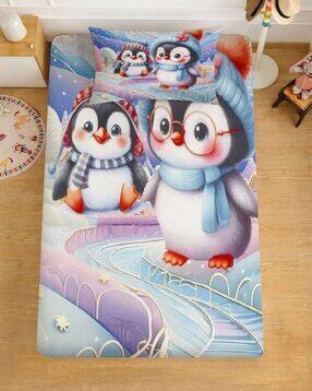 Cotton Blend Printed Single Bedsheet with Pillow Cover-image-21
