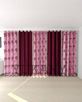 yukany Set of 5 Floral Print Window Curtains with Eyelets-picture-31