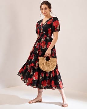 xqsee Women Floral Print Fit & Flare Dress -picture-16