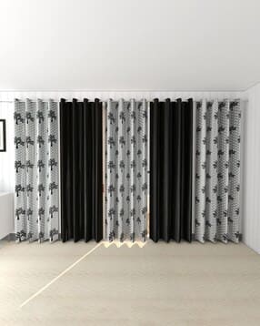 Set of 5 Leaf Print Door Curtains with Eyelets-image-44