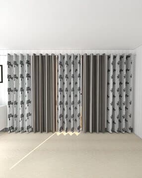 yukany Set of 5 Leaf Print Door Curtains with Eyelets-picture-36