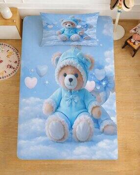 Cotton Blend Printed Single Bedsheet with Pillow Cover-image-6