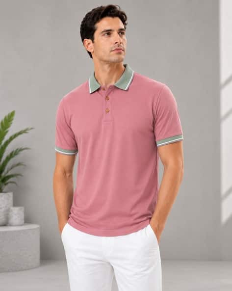 Buda Jeans Co Men Regular Fit Polo T-Shirt with Ribbed Cuffs