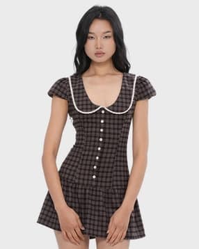 lulu & sky Women Checked Mini-Length Fit & Flare Dress-picture-22