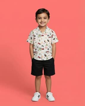 nauti nati Boys Printed Shirt & Shorts Set-picture-38