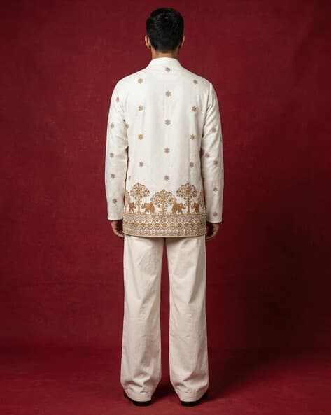 JOMPERS Embroidered Regular Fit Kurta with Pants - Image 3