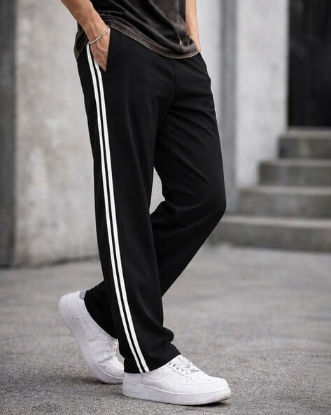 Alpha Tribe Men Striped Straight Track Pants