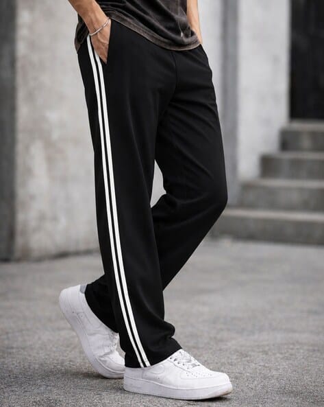 Alpha Tribe Men Striped Mid-Rise Track Pants