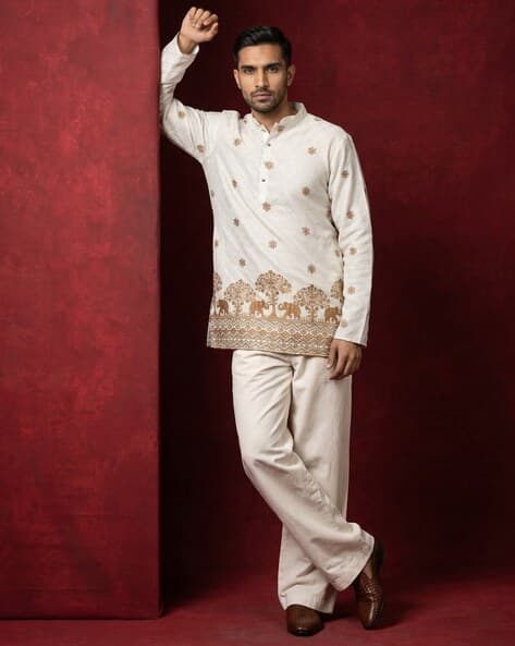 JOMPERS Embroidered Regular Fit Kurta with Pants - Image 5