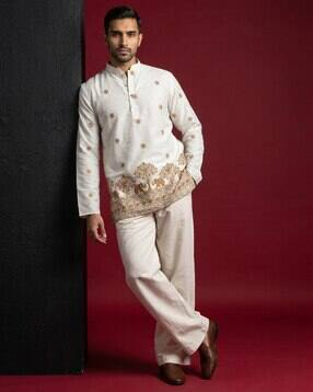 Embroidered Regualr Fit Kurta with Pants-image-21