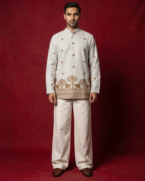 JOMPERS Embroidered Regular Fit Kurta with Pants - Image 4