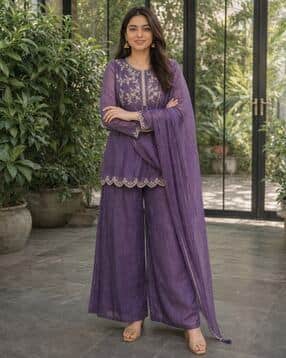 nyrika Women Embroidered Flared Kurta & Pants Set-picture-42