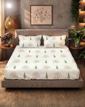 urban space Floral Print 200 TC Bedsheet with Pillow Covers-picture-15