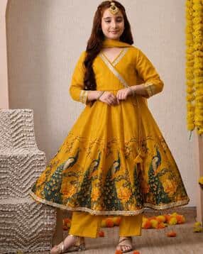 indi-loom couture Girls Embroidered 3-Piece Kurta Suit Set-picture-21