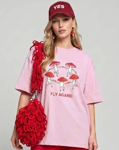 Lulu & Sky Women Graphic Print Relaxed Fit Round-Neck T-Shirt
