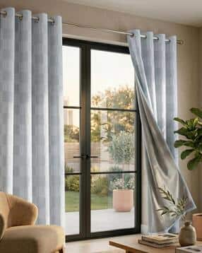 Pack of 2 Checked Cotton Woven Curtains-image-38