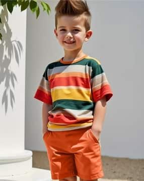 fostric Boys Striped Regular Fit Crew-Neck T-Shirt-picture-21