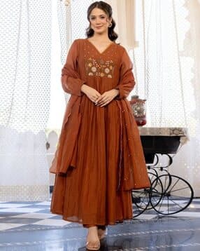 nyrika Women Embroidered A-Line Kurta & Pant Set-picture-20