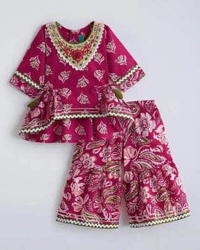 Girls Floral Print 2-Piece Kurta Set-image-6