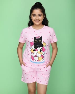 v-mart Girls Printed 2-Piece Nightwear Set-picture-31