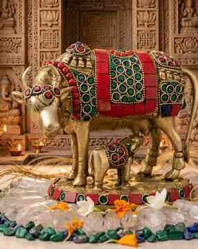 Brass Kamdhenu Cow Spiritual Decor-image-14