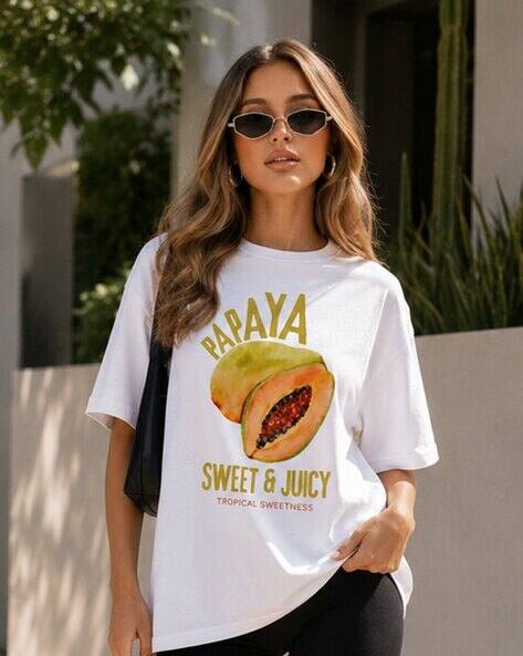 Lulu & Sky Women Typographic Print Regular Fit Round-Neck T-Shirt
