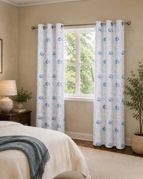 Floral Print Set of 2 Room Darkening Long Door Curtains-image-49