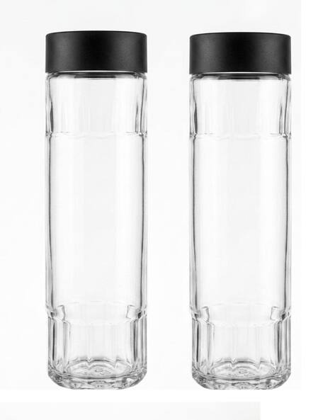 CROCO JAR Set of 2 Crystal Glass Bottle with Cap-750ml Each