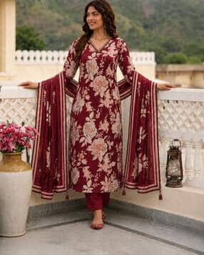 Women Floral Print 3-Piece Straight Kurta Set-image-19