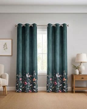 Floral Print Set of 2 Room Darkening Door Curtains-image-16