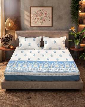 Floral Printed Bedsheet with Pillow Cover-image-21