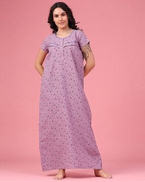 v-mart Women Floral Print V-Neck Nightie-picture-18