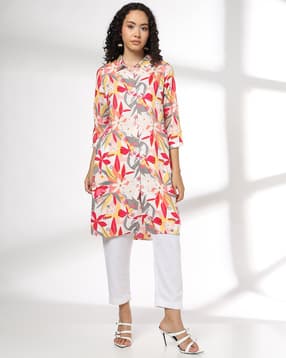 fusion Women Floral Print Straight Kurta-picture-44