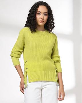 dnmx Women Woolen Sweater with Tie-Up Details-picture-32