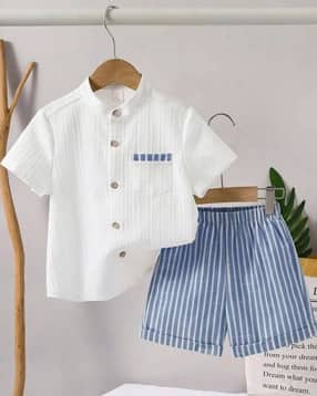 Boys Striped Shirt with Shorts Set -image-41