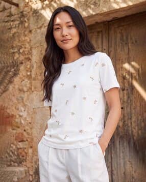 Embroidered Regular Fit Round-Neck T-Shirt -image-32