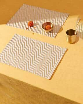 chumbak Set of 2 Chevron Print Rectangular Cotton Placemats-picture-4