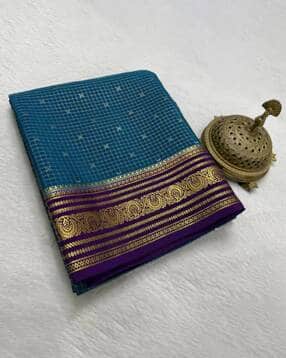 shree silk mills Women Checked Saree with Blouse Piece-picture-48