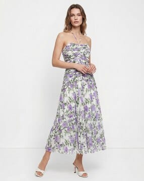 Women Wisteria Floral Print Fit & Flare Dress-image-38