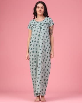 v-mart Women Floral Print V-Neck Nightie-picture-32