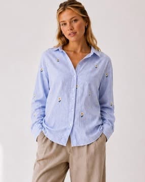 buda jeans co Women Relaxed Fit Spread-Collar Shirt -picture-44