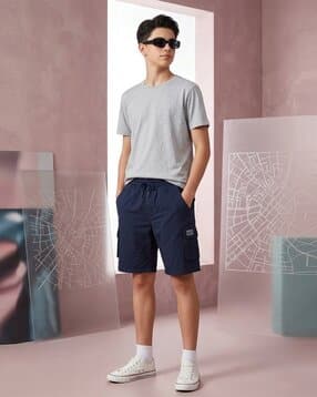 v-mart Boys Embroidered Regular Fit Flat-Front Shorts-picture-34
