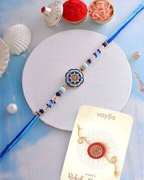 voylla Blue Enamelled And Beaded Mens Rakhi-picture-1