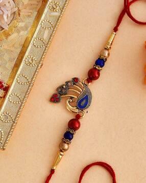 voylla Colorful Peacock Motif Thread Rakhi-picture-4