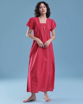 v-mart Women Floral Print Square-Neck Nightie-picture-23