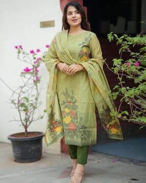 nyrika Women Floral Print Straight Kurta Set with Dupatta-picture-23